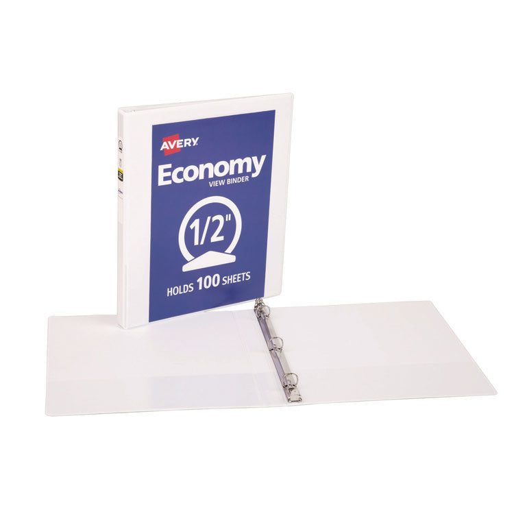 Economy View Binder with Round Rings , 3 Rings, 0.5" Capacity, 11 x 8.5, White, (5706)