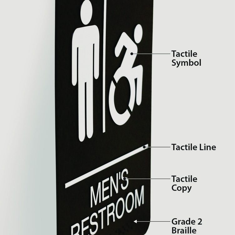 ADA Sign, Men's Restroom, 6 x 9, Black Face, White Graphics