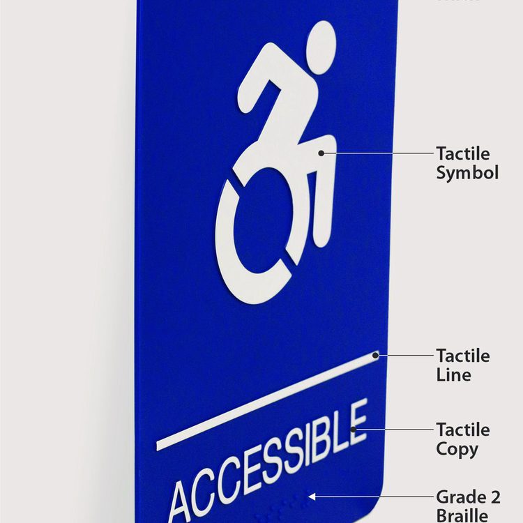 ADA Sign, Accessible, 6 x 9, Blue Face, White Graphics