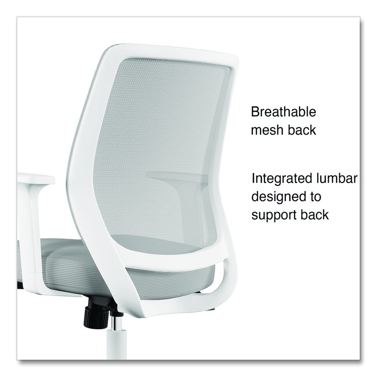 Alera Wessex Ergonomic Fabric Mesh Swivel Task Chair, Supports 275 lb, 17.09 to 20.83 Seat Height, Gray Seat/Back, White Base