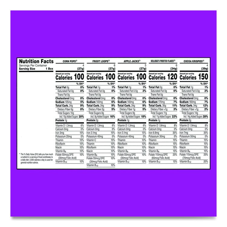 Cereal Assortment Pack, Assorted Flavors, Single Serve Box, 25/Carton
