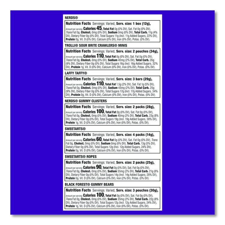 Party Mix Stand-Up Bag, 120 Pieces, Assorted Flavors, 2.5 lb Bag