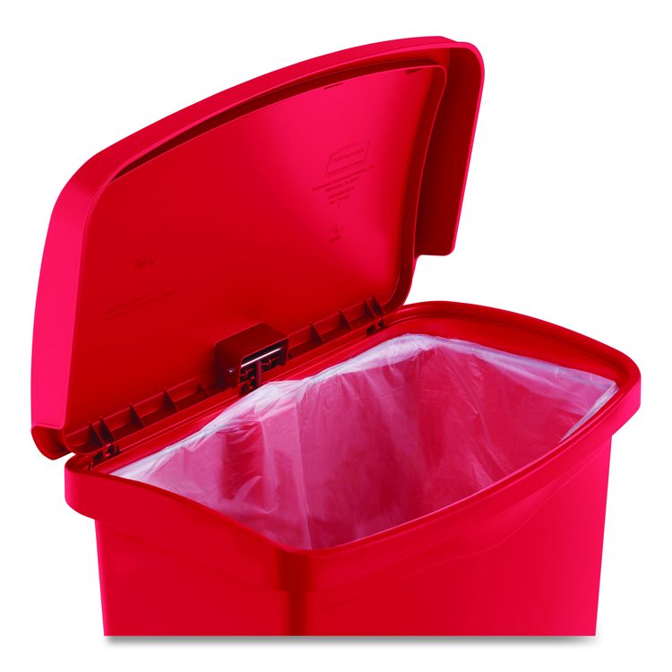 Streamline Resin Step-On Container, Front Step Style, 18 gal, Polyethylene, Red