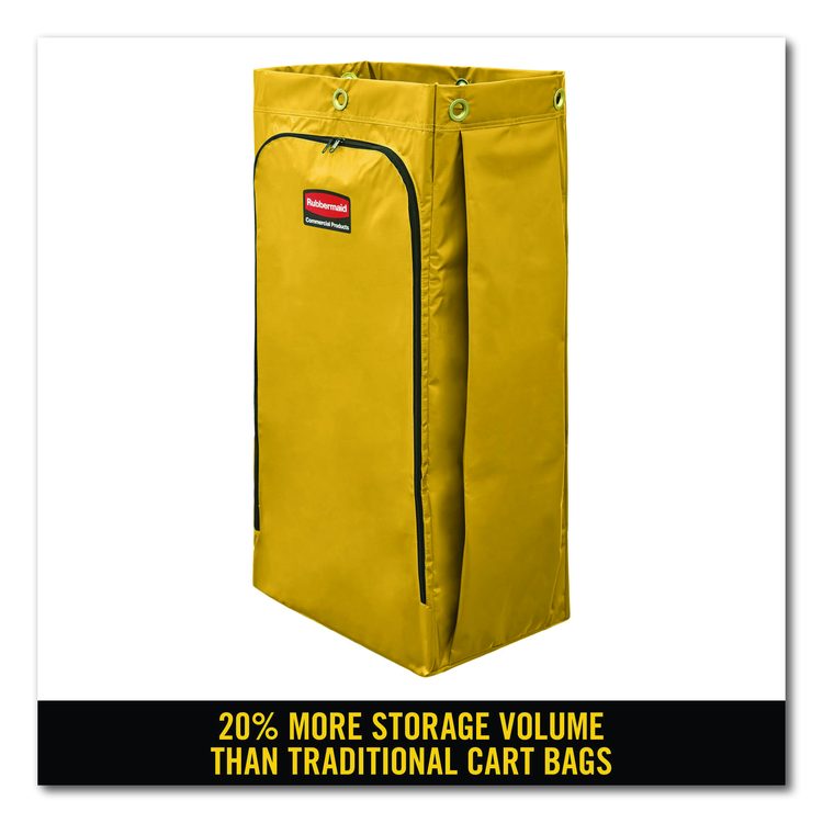 Vinyl Cleaning Cart Bag for Rubbermaid Commercial 9T76, 9T77 and 9T78, 34 gal, 17.5" x 10.5" x 33", Yellow