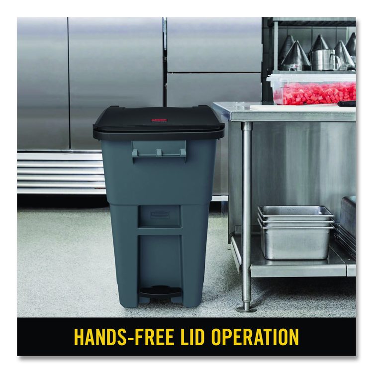 Brute Step-On Rollouts, 50 gal, Metal/Plastic, Gray