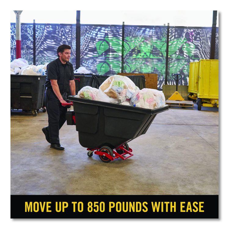 0.5 cu yd Motorized Roto Tilt Truck, 850 lb Capacity, Black