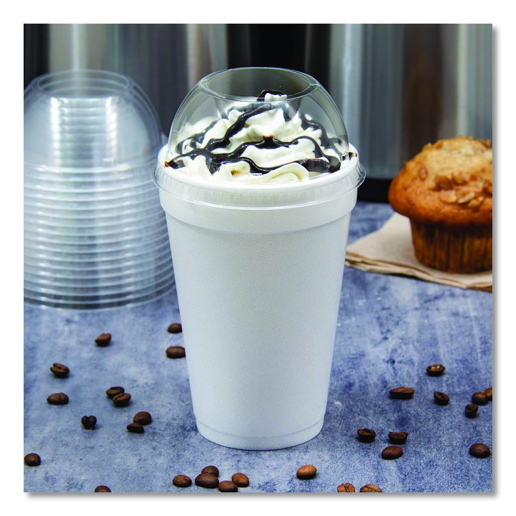 Dome-Top Sundae/Cold Cup Lids, Fits 12 oz to 24 oz Cold Cups, Plastic, Clear, 1,000/Carton