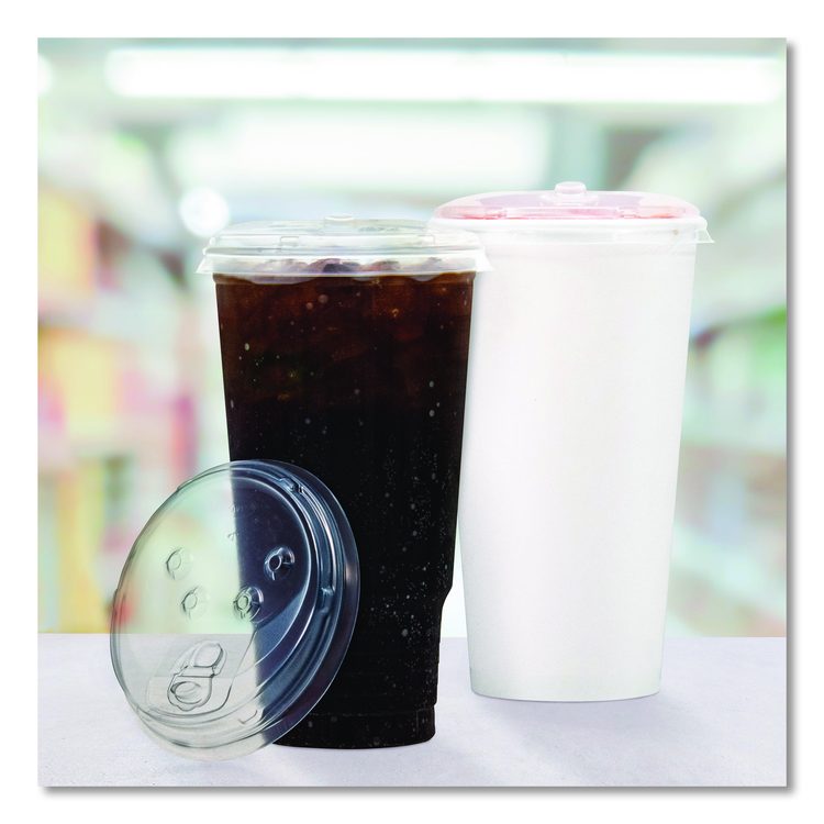 Prima Strawless Plastic Lids, Fits 30 oz to 32 oz Cold Cups, Clear, 100/Sleeve, 12 Sleeves/Carton