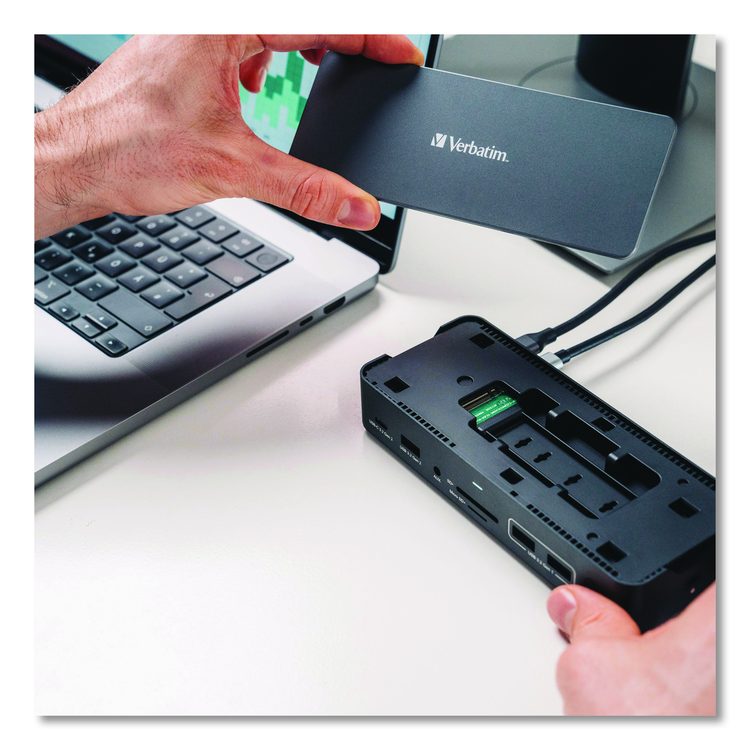 USB-C Pro Docking Station 15-in-1 SSD Enclosure, Audio/DisplayPort/HDMI/Micro SD/NVMe/RJ45/SD/USB-A/USB-C/SATA, Gray