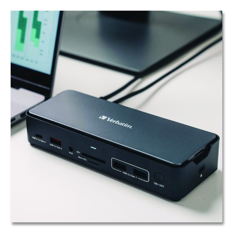 USB-C Pro Docking Station 15-in-1 256GB Vi3000 SSD, Audio/DisplayPort/HDMI/Micro SD/RJ45/SD/USB-A/USB-C, Gray