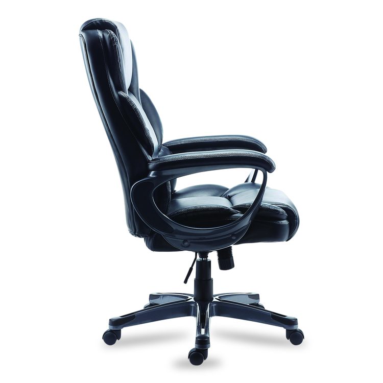 Alera Kirkdale Bonded Leather Manager Chair, Supports Up to 275 lb, 16.18 to 22.76 Seat Height, Black Seat/Back, Black Base
