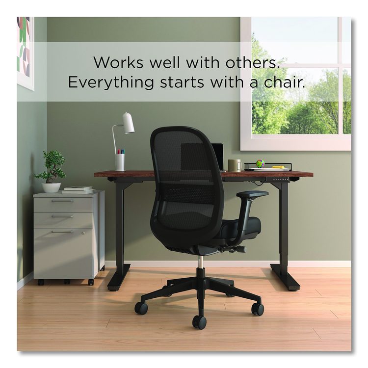 Alera Kempton Ergonomic Fabric Mesh Swivel Task Chair, Supports Up to 275lb, 18.31 to 22.17 Seat Height, Black Seat/Back/Base