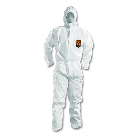 A50 Breathable Splash and Particle Protection Overalls, Zip Front, Hood, Elastic Wrists/Ankles, White, 2X-Large, 25/Carton
