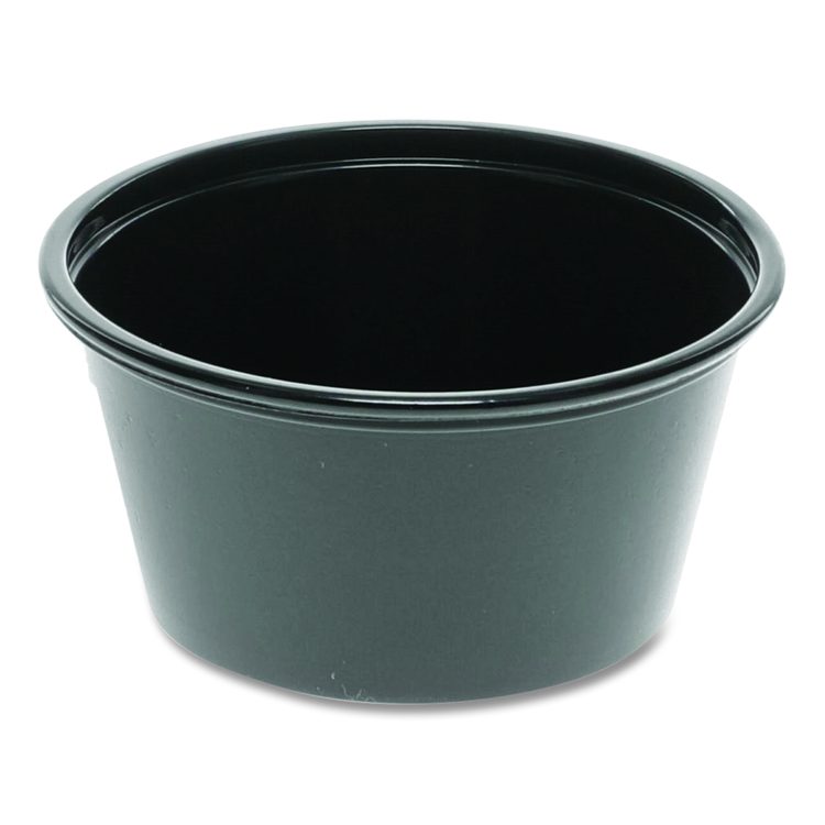 Plastic Portion Cup, 2 oz., Black, 2,400/Carton