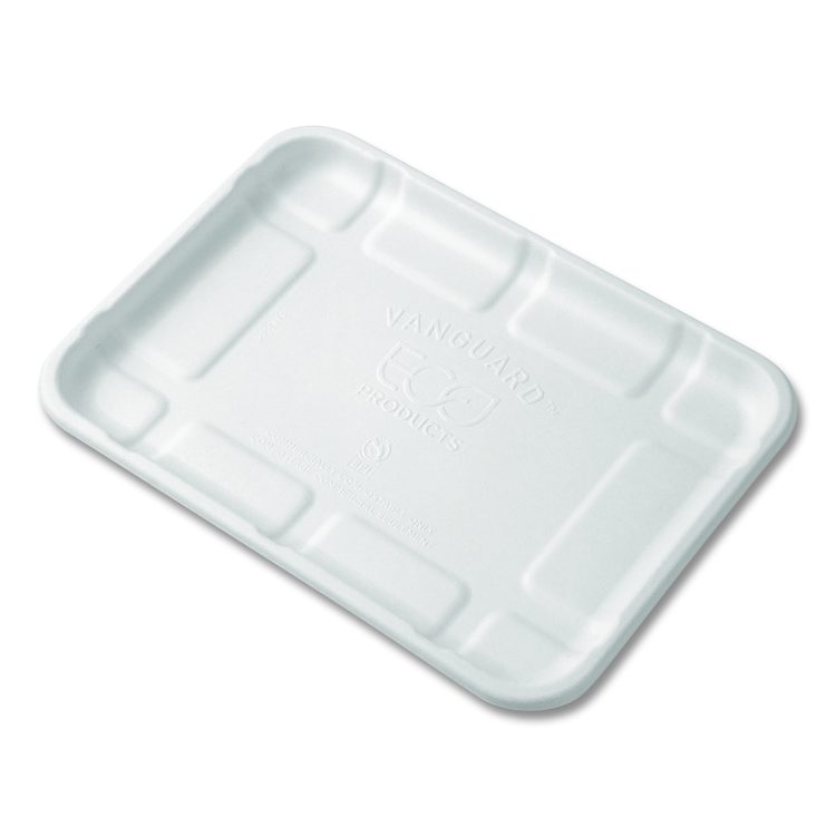 Meat and Produce Food Trays, 8.5 x 6.2 x 0.5, White, Sugarcane Fiber, 400/Carton