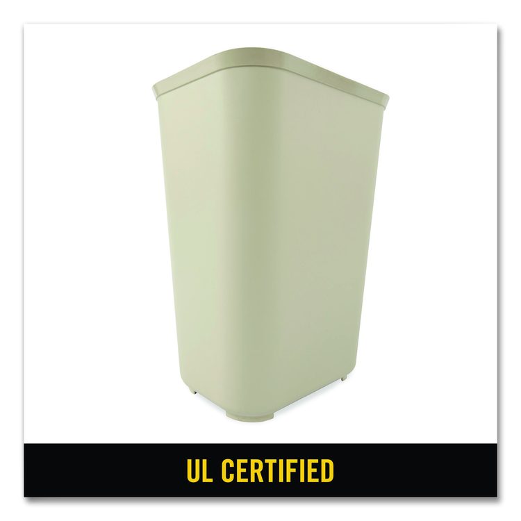 Fiberglass Wastebasket, 10 gal, Fiberglass, Beige
