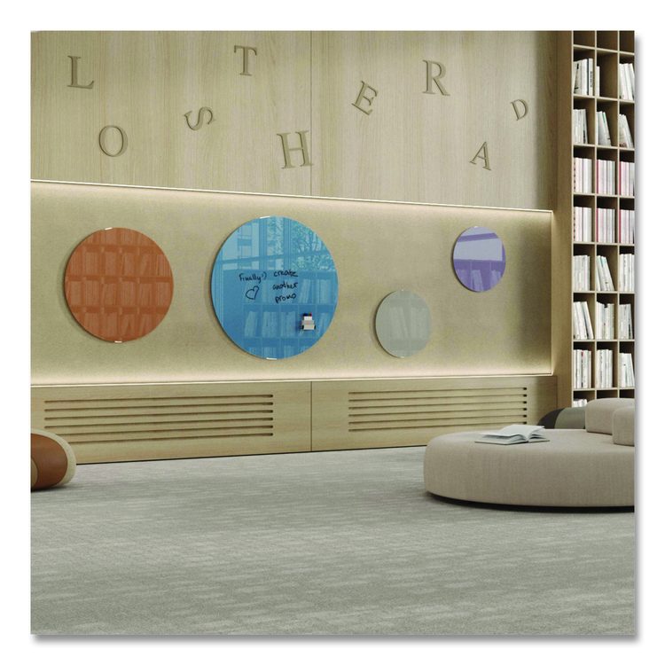 Coda Low Profile Circular Magnetic Glassboard, 48 x 48, Denim Surface