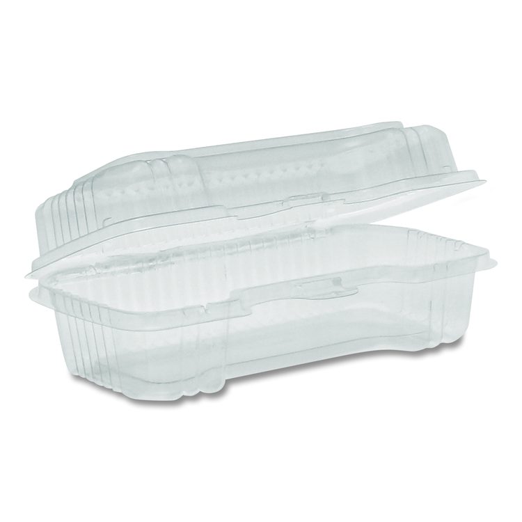 Hinged Lid Hot Dog Container, 6.5 x 2.8 x 2.3, Clear, Plastic, 250/Carton