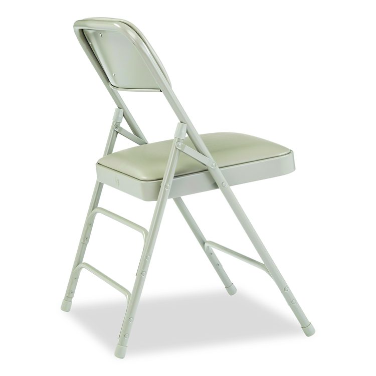 1300 Series Premium Vinyl Upholstered Triple Brace Double Hinge Folding Chair, Supports 500 lb, Gray Seat/Back/Base, 4/Carton