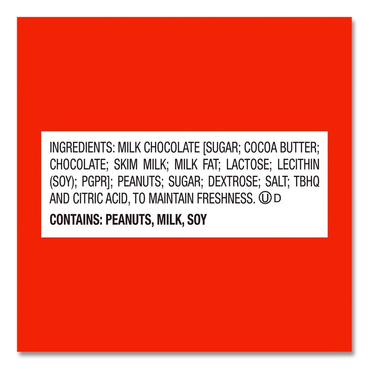 Peanut Butter Cups Bar, Full Size, 1.5 oz Bar, 2 Cups/Bar, 36 Bars/Box