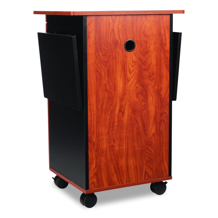 Multimedia Presentation Cart, 25 x 19 x 38, Cherry/Black