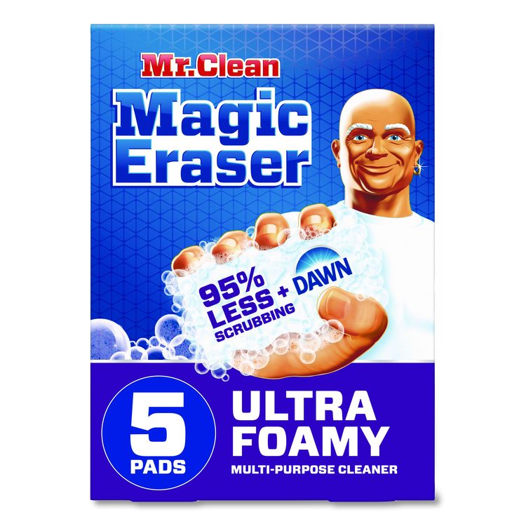 Magic Eraser, Ultra Foamy, 4.6 x 2.3, 0.7" Thick, White, 5/Pack, 4 Packs/Carton