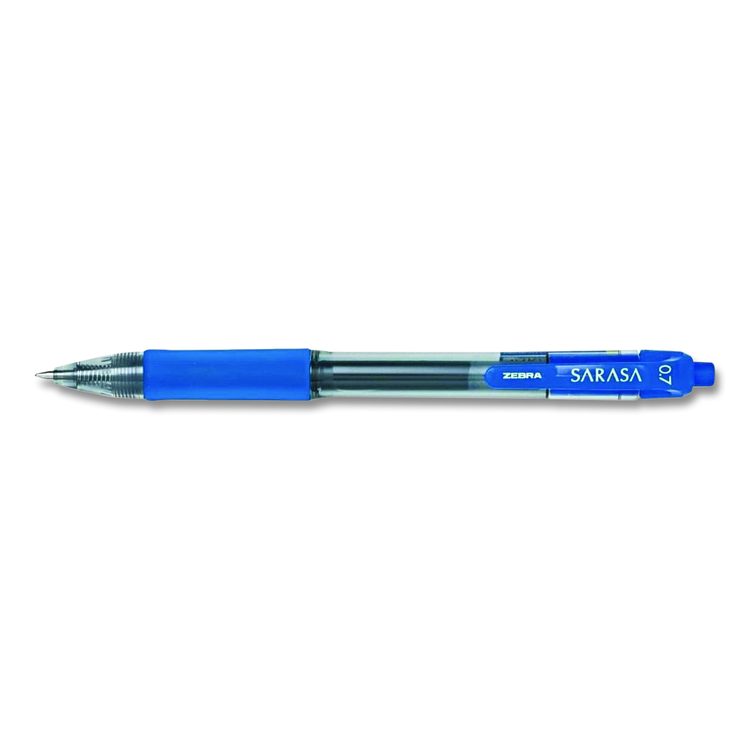 Sarasa Dry Gel X20 Gel Pen, Retractable, Medium 0.7 mm, Blue Ink, Clear/Blue Barrel, 12/Pack