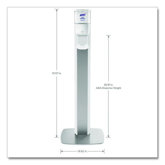 MESSENGER ES8 Silver Panel Floor Stand with Dispenser, 1,200 mL, 16.75 x 6 x 40, Silver/White