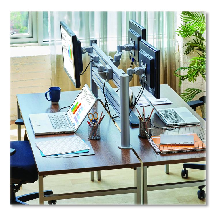 Single-Extension Monitor Mount for Slat Wall System for 32" TVs, 4.9w x 4.7d x 14.2h, Silver, Supports 22 lb