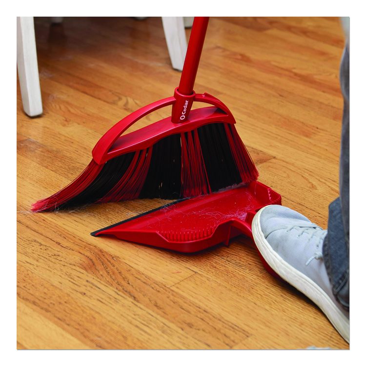 One Sweep LG Broom with Dustpan, 57" Length, Red/Black/Gray