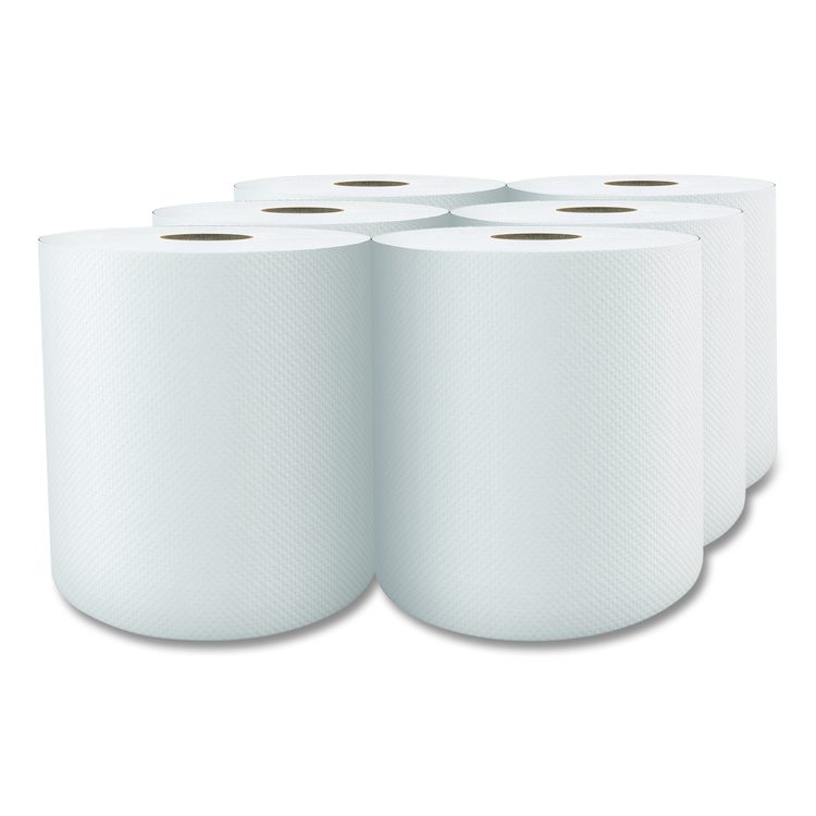 Select Roll Paper Towels, 1-Ply, 7.9" x 800 ft, White, 6 Rolls/Carton