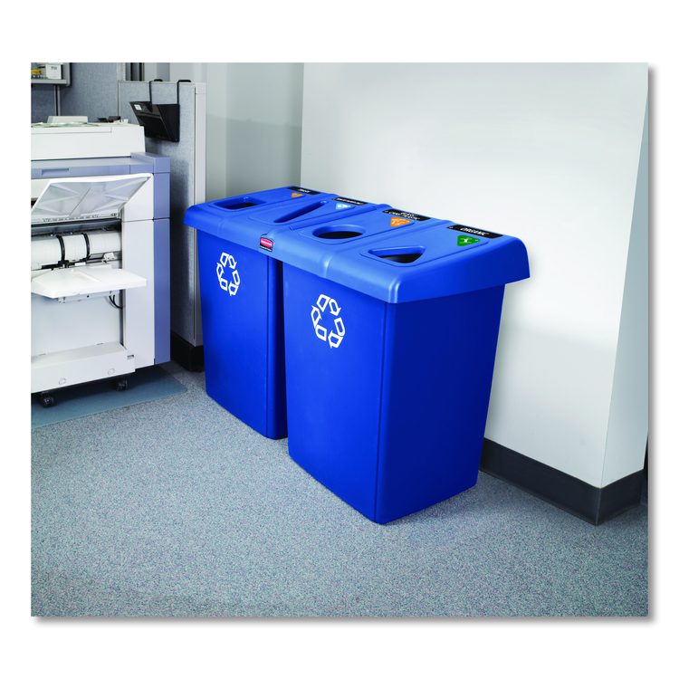 Glutton Recycling Station, Four-Stream, 92 gal, Plastic, Blue