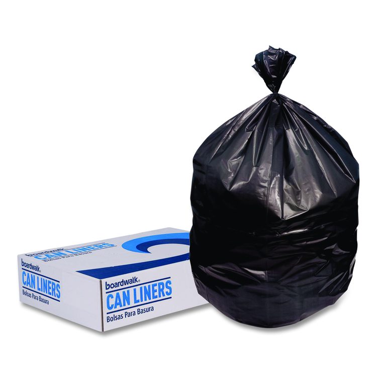 High-Density Can Liners, 60 gal, 22 mic, 38 x 60, Black, Perforated Roll, 150/Carton