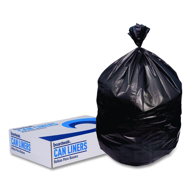 High-Density Can Liners, 45 gal, 22 mic, 40 x 48, Black, Perforated Roll, 150/Carton