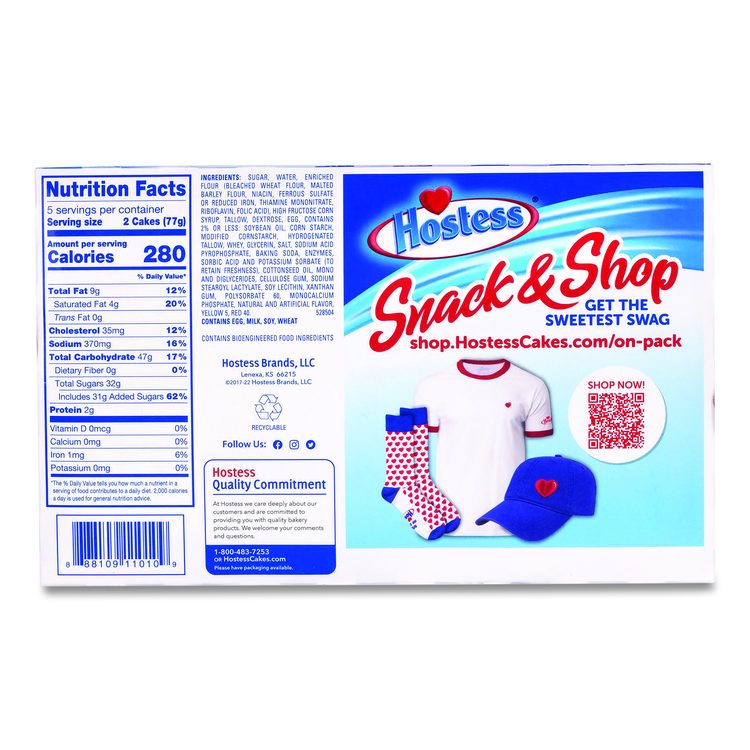 Twinkies, Vanilla, 1.36 oz Individually Wrapped, 10/Pack, 3 Packs/Carton