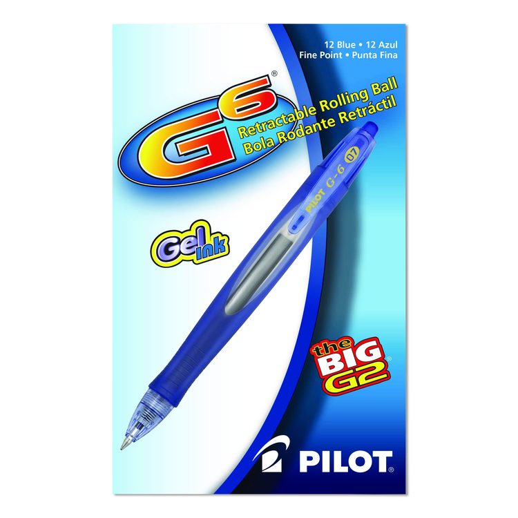 G6 Gel Pen, Retractable, Fine 0.7 mm, Blue Ink, Blue Barrel