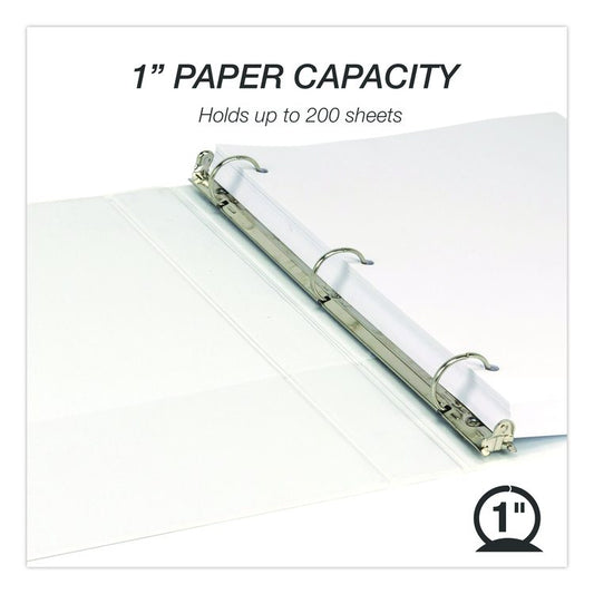 Economy Round Ring View Binders, 3 Rings, 1" Capacity, 11.5 x 8.5, White, 12/Carton