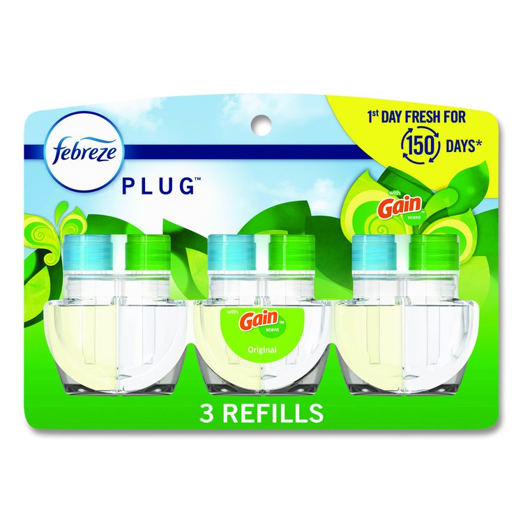 PLUG Air Freshener Refills, Gain, 2.63 oz, 3/Pack, 6 Packs/Carton