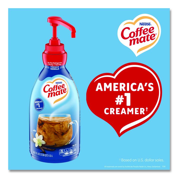 Liquid Coffee Creamer, French Vanilla, 1.5 L Pump Bottle, 2/Carton