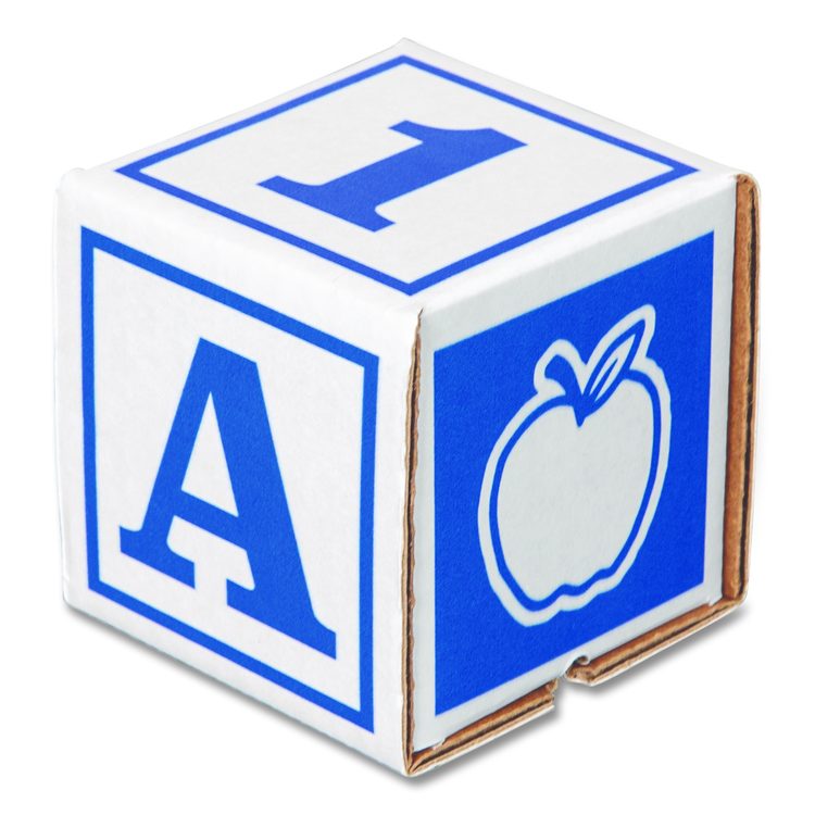 At Play 123 ABC Learning Blocks, Corrugated Board, 3" x 3" x 3", Assorted Colors, 50/Pack