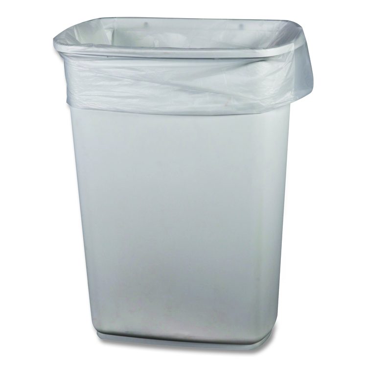 Linear Low-Density Can Liners, 33 gal, 0.65 mil, 33 x 39, Clear, Roll, 250/Carton