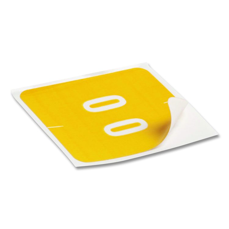 Numerical End Tab File Folder Labels, 0, 1.5 x 1.5, Yellow, 250/Roll