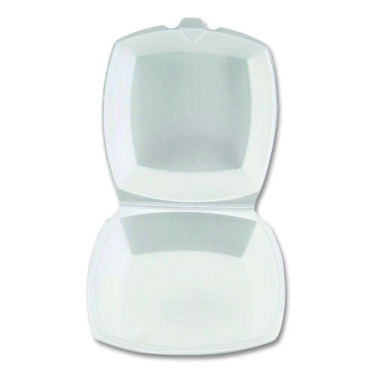 Foam Hinged Lid Containers, 6 x 6 x 3, White, Foam, 500/Carton