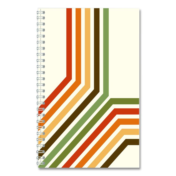 Recycled Non-Dated Monthly/Weekly Planner, 70's Stripes, Multicolor Cover, Undated