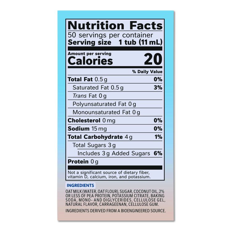Plant-Based Oat Milk Liquid Creamers, Natural Vanilla, 0.38 oz Mini Cups, 50/Box, 4 Boxes/Carton