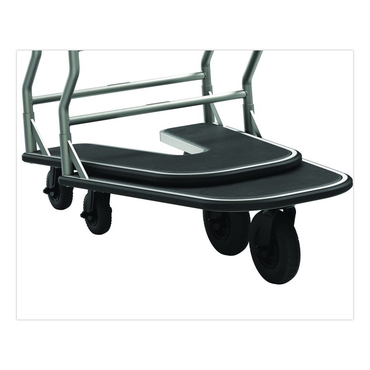 Nesting Luggage Cart with Rubber Platform, Capacity, 300 lb Capacity, 27 x 37 x 37.5, Silver/Black