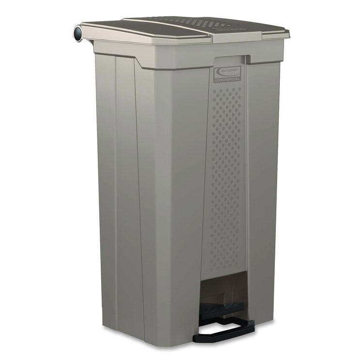 Step-On Trash Can, 23 gal, Resin, Platinum Metallic