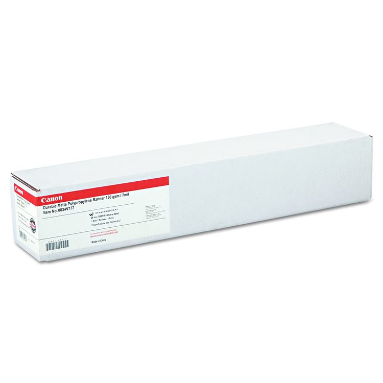 Durable Matte Polypropylene Banner Paper, 2" Core, 7 mil, 24" x 100 ft, White