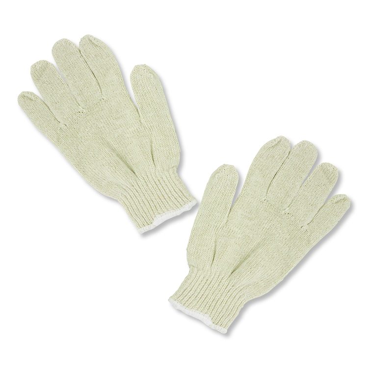 ProWorks String Knit Glove, Reversible, Large, Natural, 12 Pairs