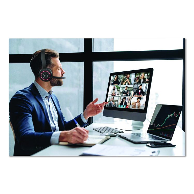 Sanctuary Wireless Noise Canceling UC Headset with Boom Mic HS6750ANC, Binaural, Over the Head Headset